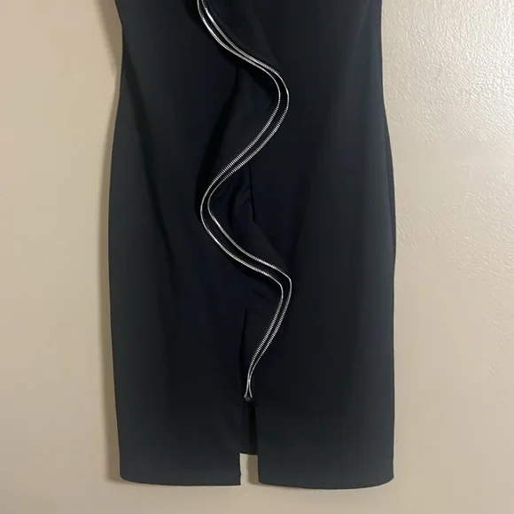 Saint Gil Paris Dress Sz L Ruffle Zipper Detail Feminine Cap Sleeves Sheath - Picture 4 of 8